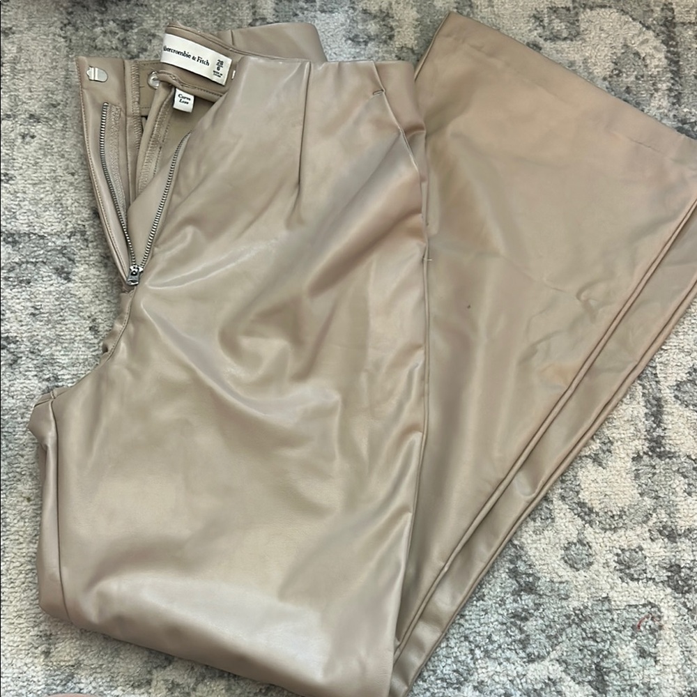 Abercrombie & Fitch Tan Faux Leather Pants Curve love